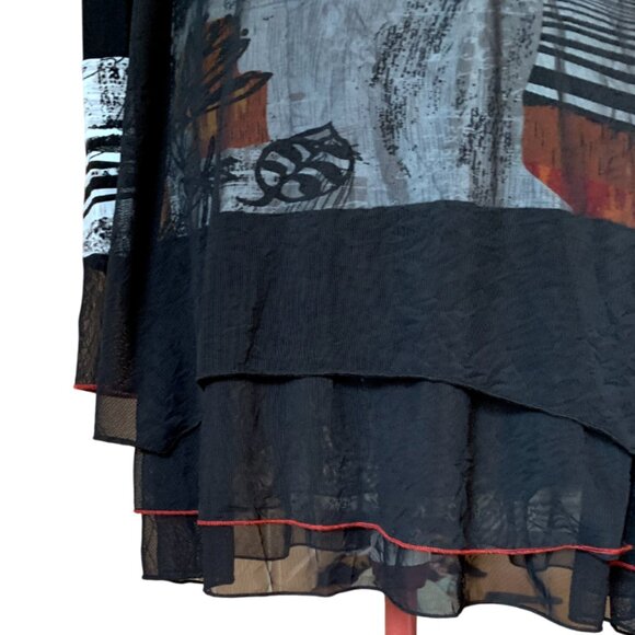 MICHAEL TYLER - Black multi-layers tunic short dress multi-layers - LARGE - Picture 6 of 10